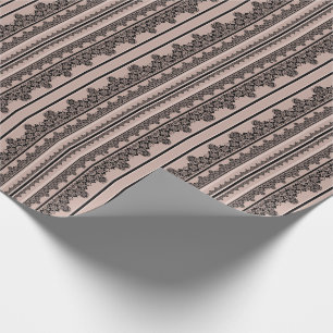 Papier Cadeau Dentelle noire, ajourée, arrière - plan marron, be
