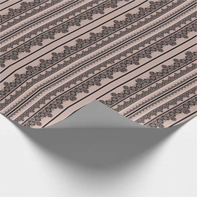 Papier Cadeau Dentelle noire, ajourée, arrière - plan marron, be (Coin)
