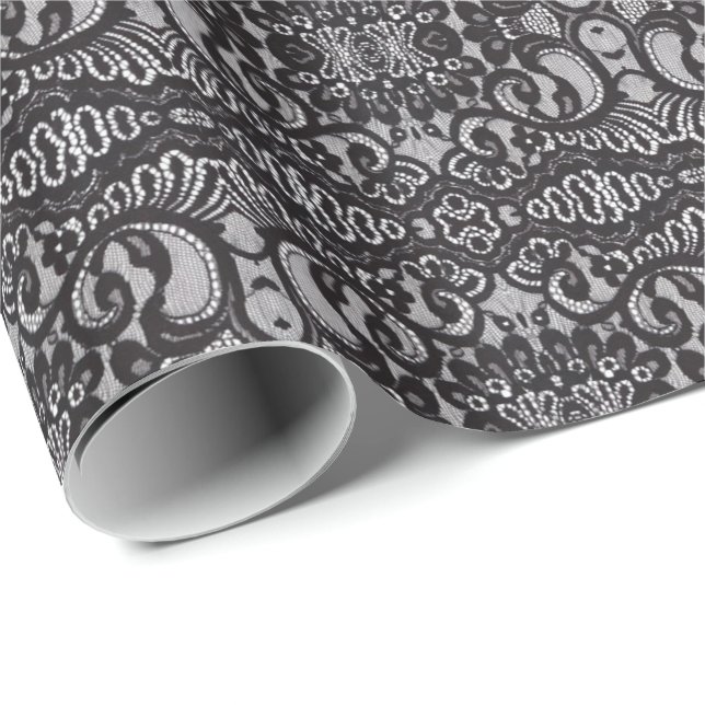 Papier Cadeau dentelle noire parisienne (Coin rond)