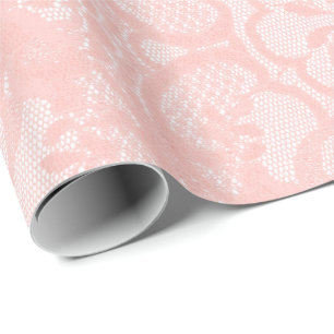 Papier Cadeau Dentelle rose vintage florale victorienne royale