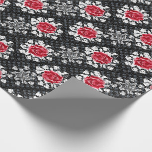 Papier Cadeau Dentelles Roses Goth Heavy Metal
