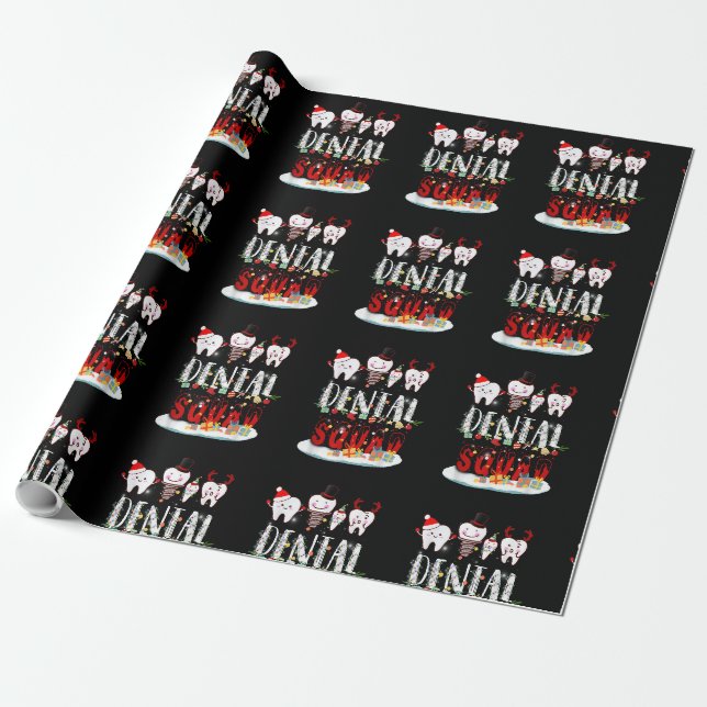 Papier Cadeau Dentist Christmas Dental Squad Funny Lights For Bo (Déroulé)