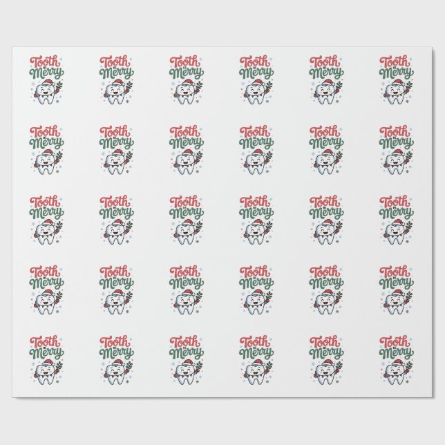 Papier Cadeau Dentiste dentaire - Soin dentaire joyeux Noël Noël (Plat)
