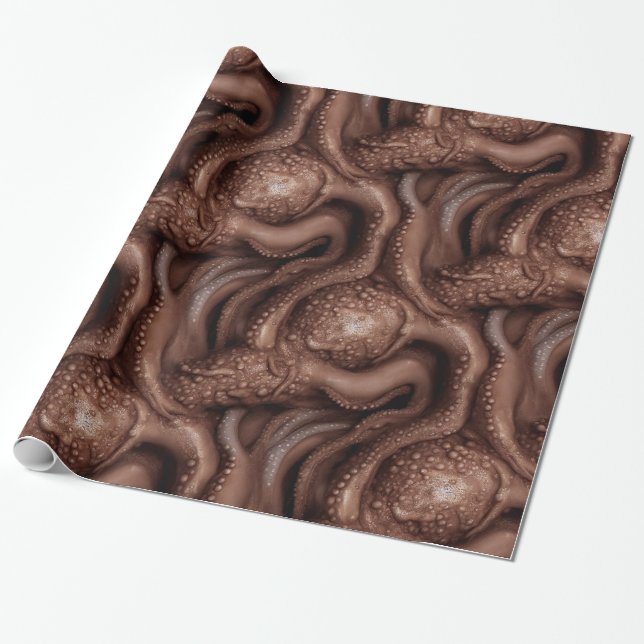 Papier Cadeau Déplaisant Alien Tentacle Dark Brown (Déroulé)