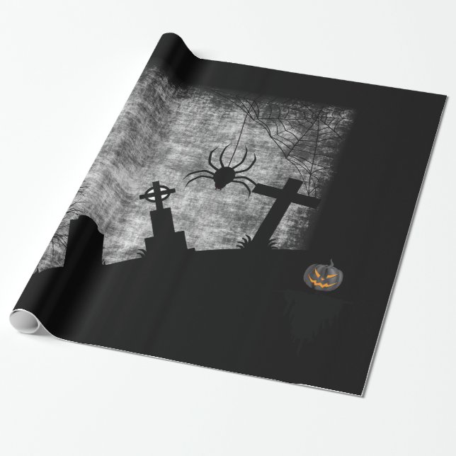 Papier Cadeau déplaisant cimetière halloween arrière - plan (Déroulé)