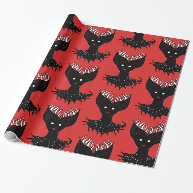 Papier Cadeau Déplaisant Demon Girl Dark Gothic Caractère Avec D (Déroulé)
