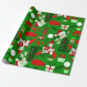 Papier Cadeau déplaisant nosferatu père Noël vampire rouge