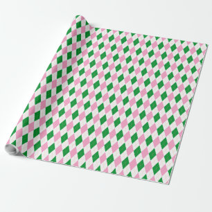 Papier Cadeau Dernier Golf Swing Bachelorette Rose Vert Argyle