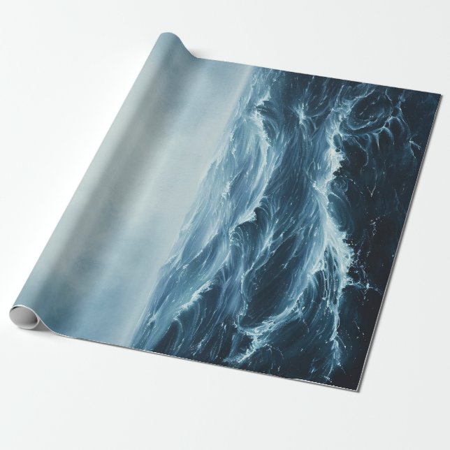 Papier Cadeau Déroupage des vagues océaniques des mers rudes (Déroulé)