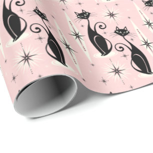 Papier Cadeau Des chats atomiques rétro-rétro du milieu du siècl