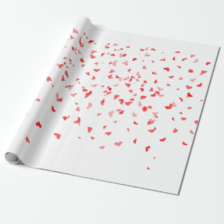 Papier Cadeau Des coeurs rouges qui tombent partout