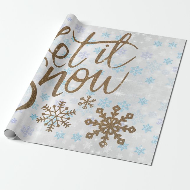 Papier Cadeau Des étincelles d'or amusantes pour la neige (Déroulé)