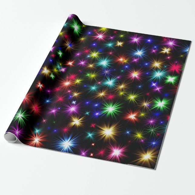 Papier Cadeau Des étoiles de Fireworks excitantes qui se croisen (Déroulé)