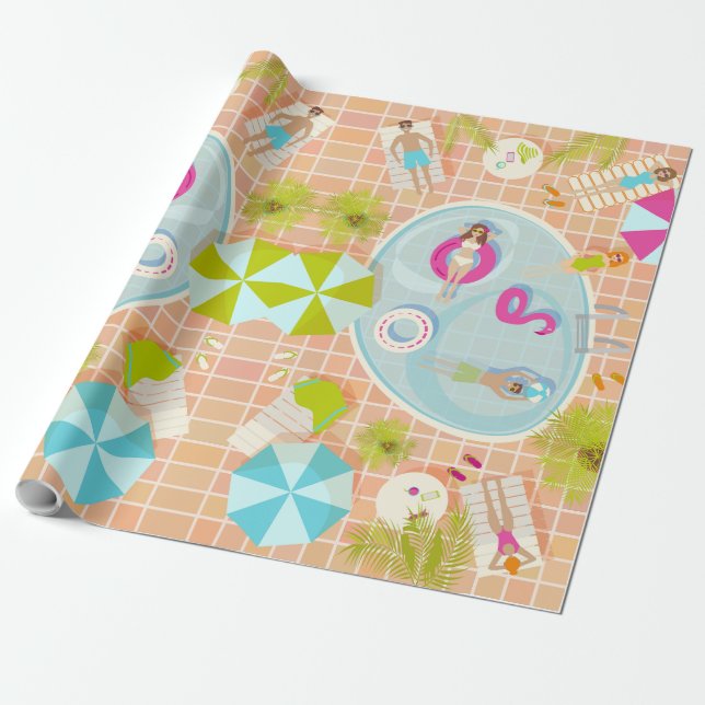 Papier Cadeau Des filles et des garçons du bikini jouant au jeu  (Déroulé)
