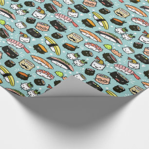 Papier Cadeau Des personnages de sushi amusants à la peau de Ka