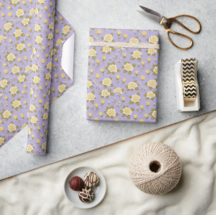 Papier Cadeau Des Roses Jaunes Et Blanches Minuscules Fantaisist