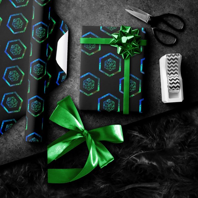 Papier Cadeau Dés RPG | Table de jeu de fantasy iridescente pour (Créateur téléchargé)