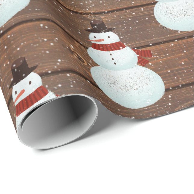 Papier Cadeau Des Snowmen Dans Des Flammes De Neige Sur Du Papie (Coin rond)