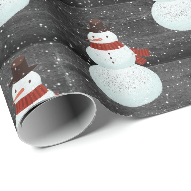 Papier Cadeau Des Snowmen Dans Des Flammes De Neige Sur Du Papie (Coin rond)