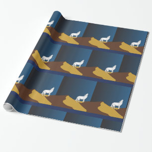 Papier Cadeau Desert Coyote Howling Pleine lune Thunder_Cove