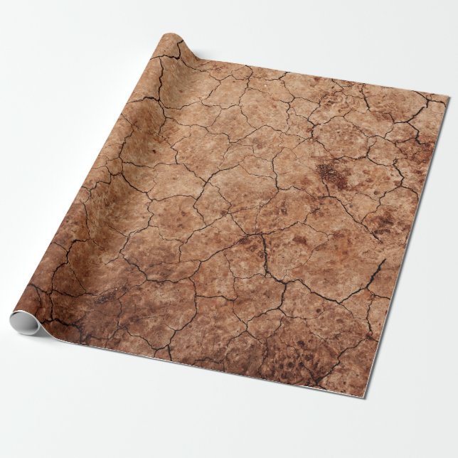 Papier Cadeau Désert de fissures d'érosion fissurées (Déroulé)