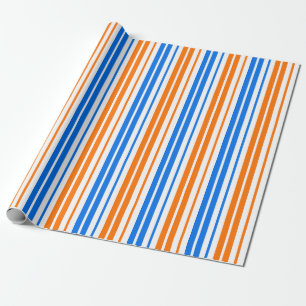 Papier Cadeau Design bandes verticales orange bleu blanc
