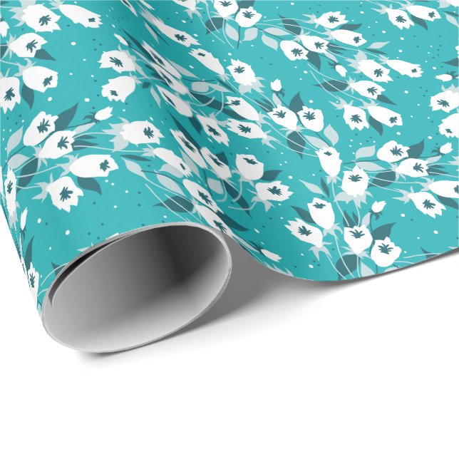 Papier Cadeau Design d'art botanique Motif élégant à la fleur de (Coin rond)