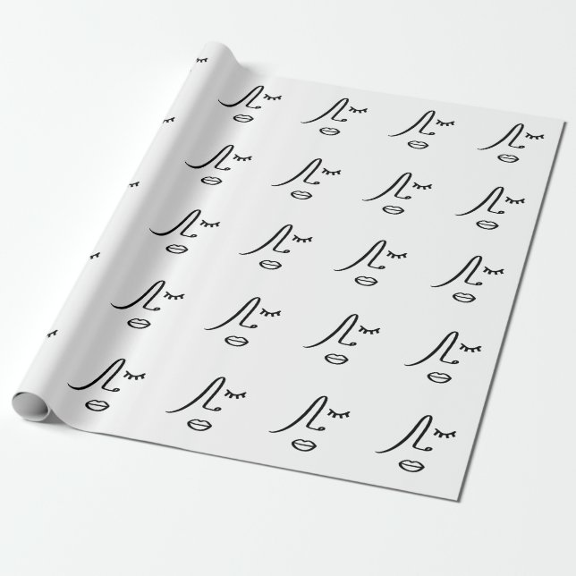 Papier Cadeau Design d'art moderne de visage abstrait minimalist (Déroulé)