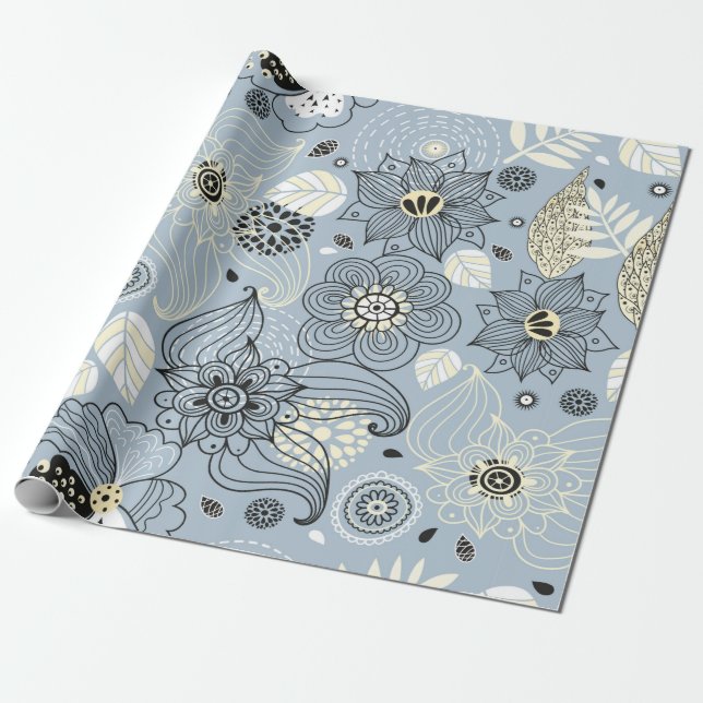 Papier Cadeau Design d'automne floral (Déroulé)