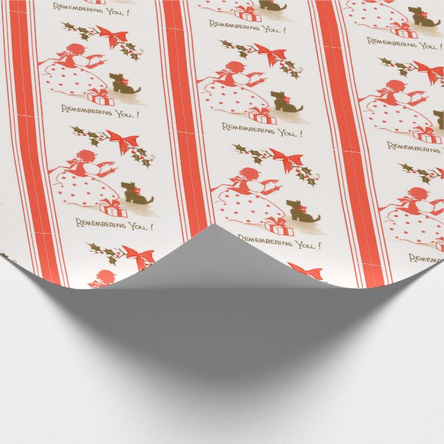Papier Cadeau Design de carte victorien de Noël de fille noire (Coin)