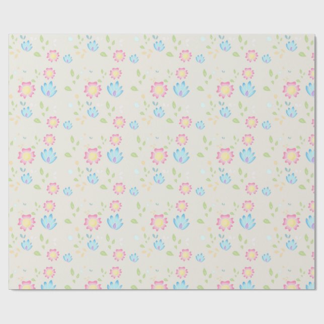 Papier Cadeau Design de fleurs de printemps mignonnes (Plat)