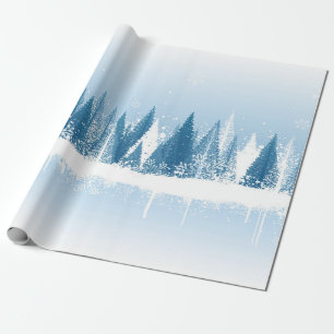 Papier Cadeau Design de la peinture grunge de la forêt d'hiver b