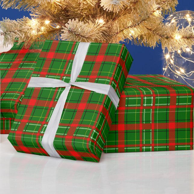 Papier Cadeau Design de Motif de Noël Tartan vert (Créateur téléchargé)