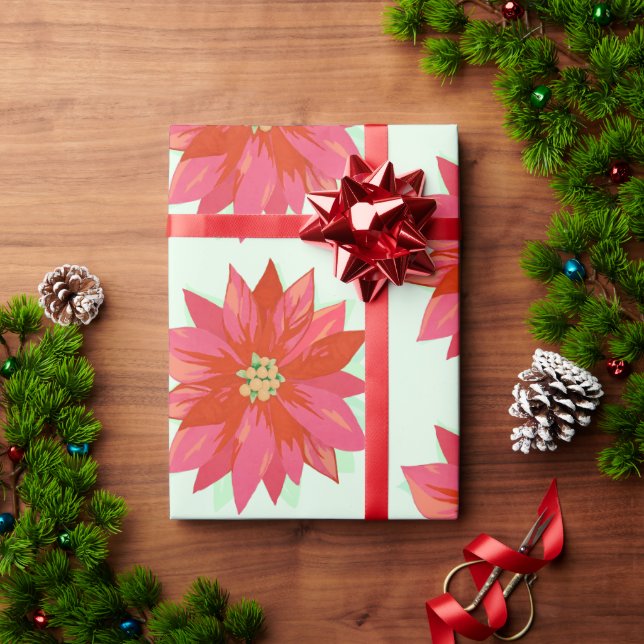 Papier Cadeau Design de Noël/vacances audacieux, poinsettia pein (Cadeau de vacances)