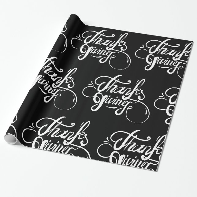 Papier Cadeau Design de texte blanc - Thanksgiving (Déroulé)