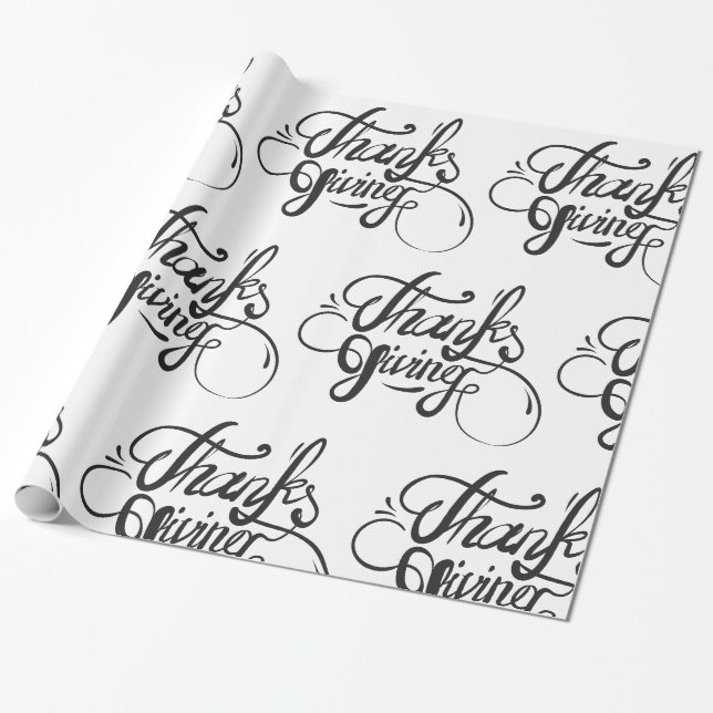 Papier Cadeau Design de texte noir - Thanksgiving (Déroulé)