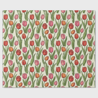 Papier Cadeau Design des tulipes rouges