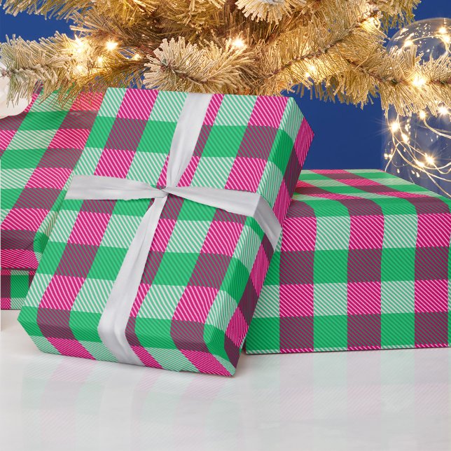 Papier Cadeau Design En vichy chèque rose (Créateur téléchargé)