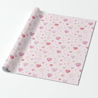 Papier Cadeau design motif mignon et romantique avec coeur