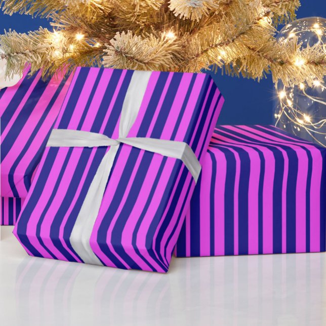 Papier Cadeau Design Motif violet bleu élégant rayures (Créateur téléchargé)