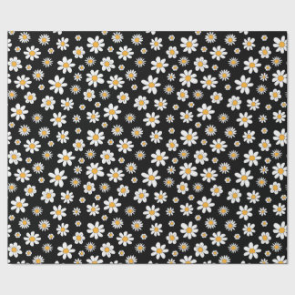 Papier Cadeau design noir et blanc avec des fleurs
