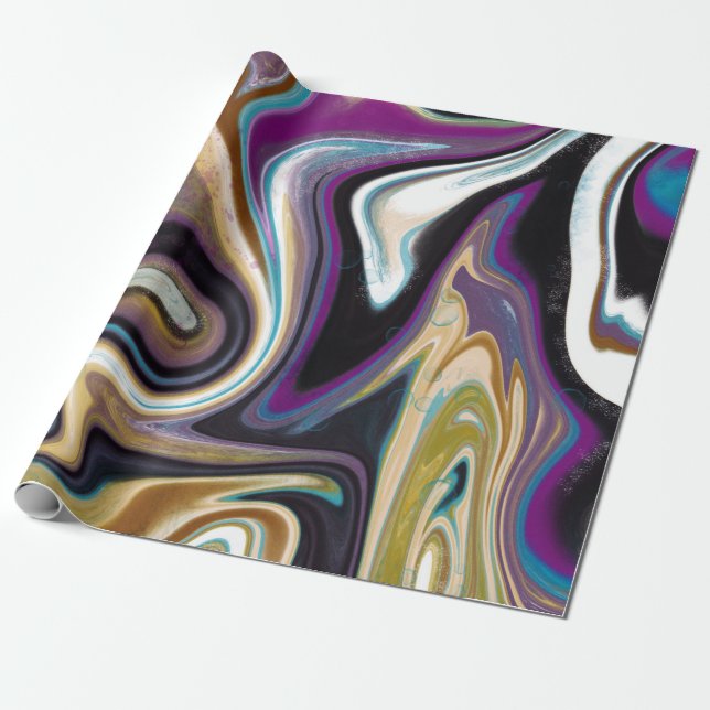 Papier Cadeau Design tendance marbré violet (Déroulé)