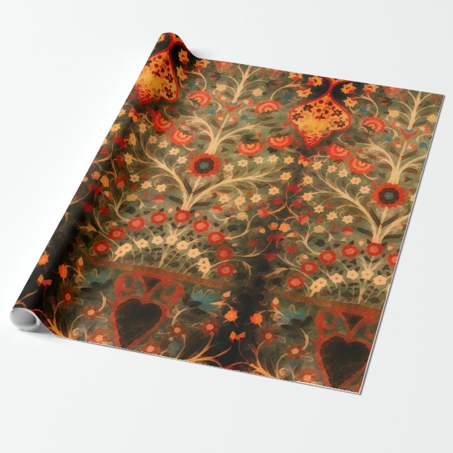 Papier Cadeau Design textile indien antique (Déroulé)