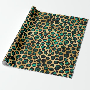 Papier Cadeau Design turquoise et Gold Leopard Series 14