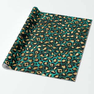 Papier Cadeau Design turquoise et Gold Leopard Series 3
