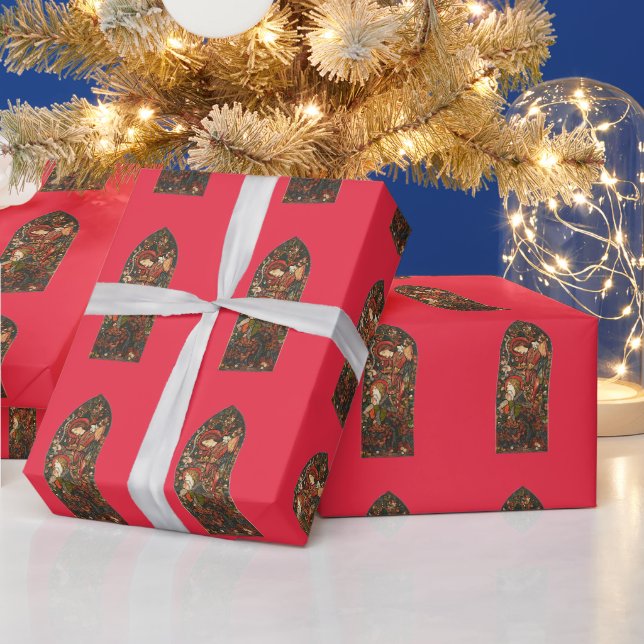 Papier Cadeau Design Vintage Noël Vitrail (Vacances)