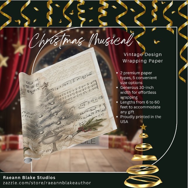 Papier Cadeau Design vintage Papier à enveloppement musical de N (Créateur téléchargé)