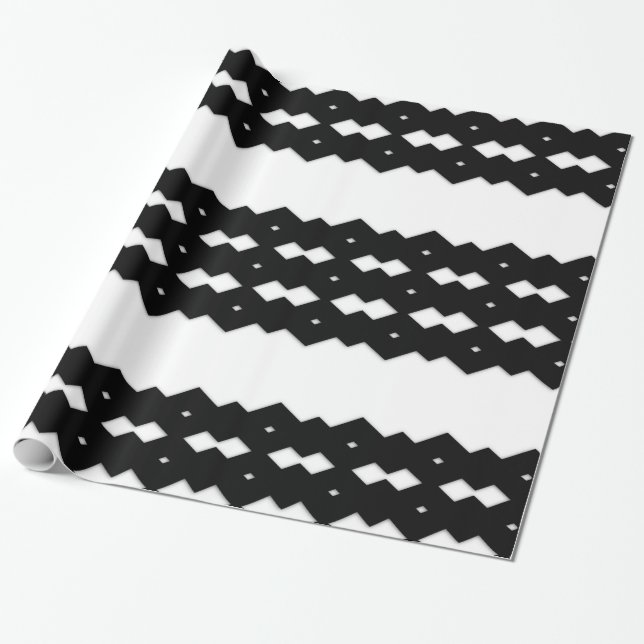 Papier Cadeau Design Zag noir et blanc classique (Déroulé)