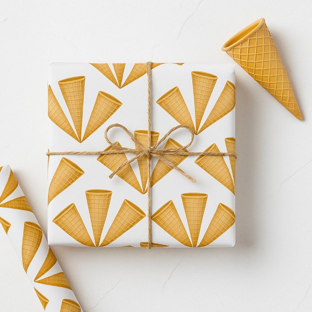 Papier Cadeau Dessert d'été à la crème glacée triple gaufre (Créateur téléchargé)