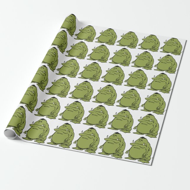 Papier Cadeau Dessin amusant de Green Ogre Troll (Déroulé)